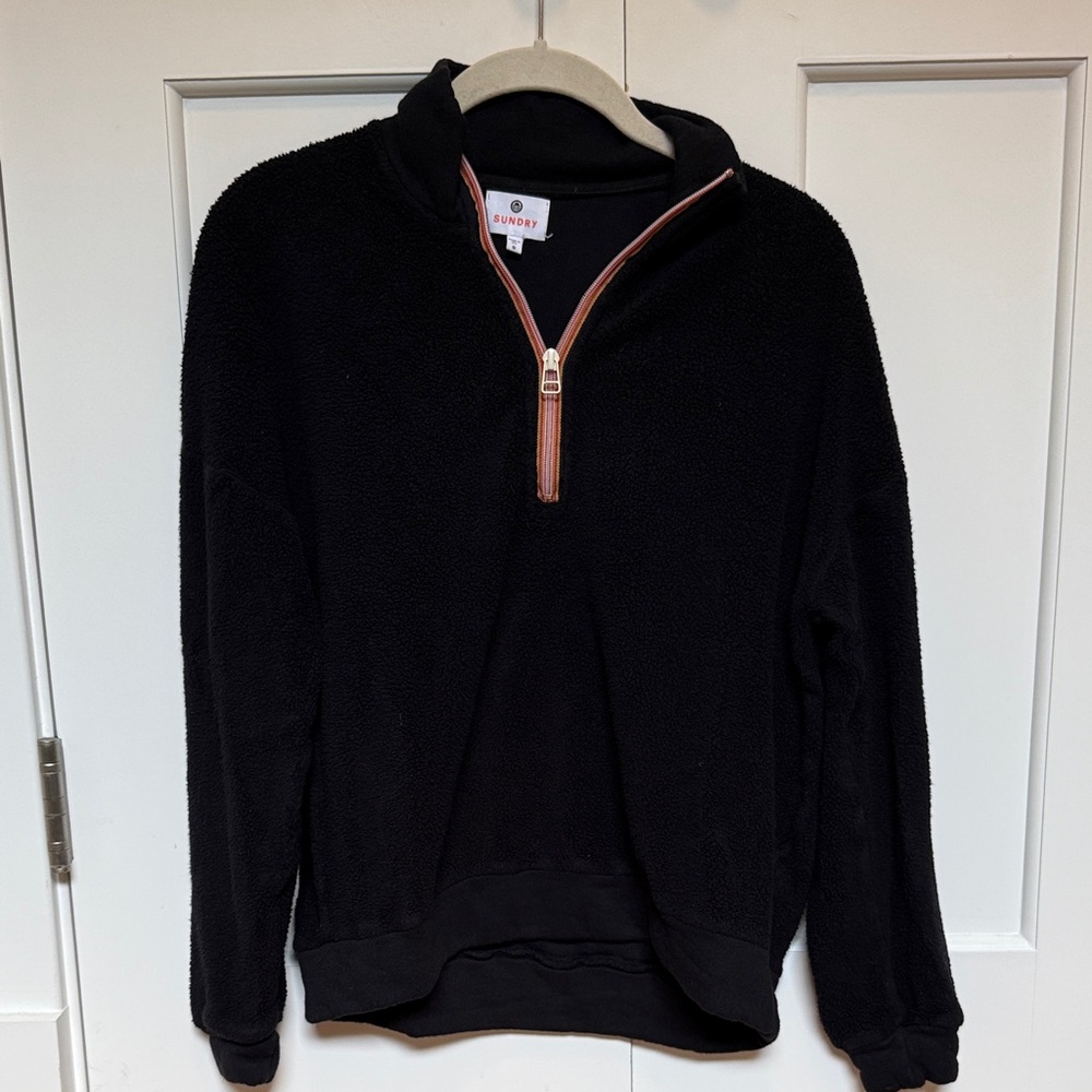 Sundry Faux Sherpa Zip Tunic